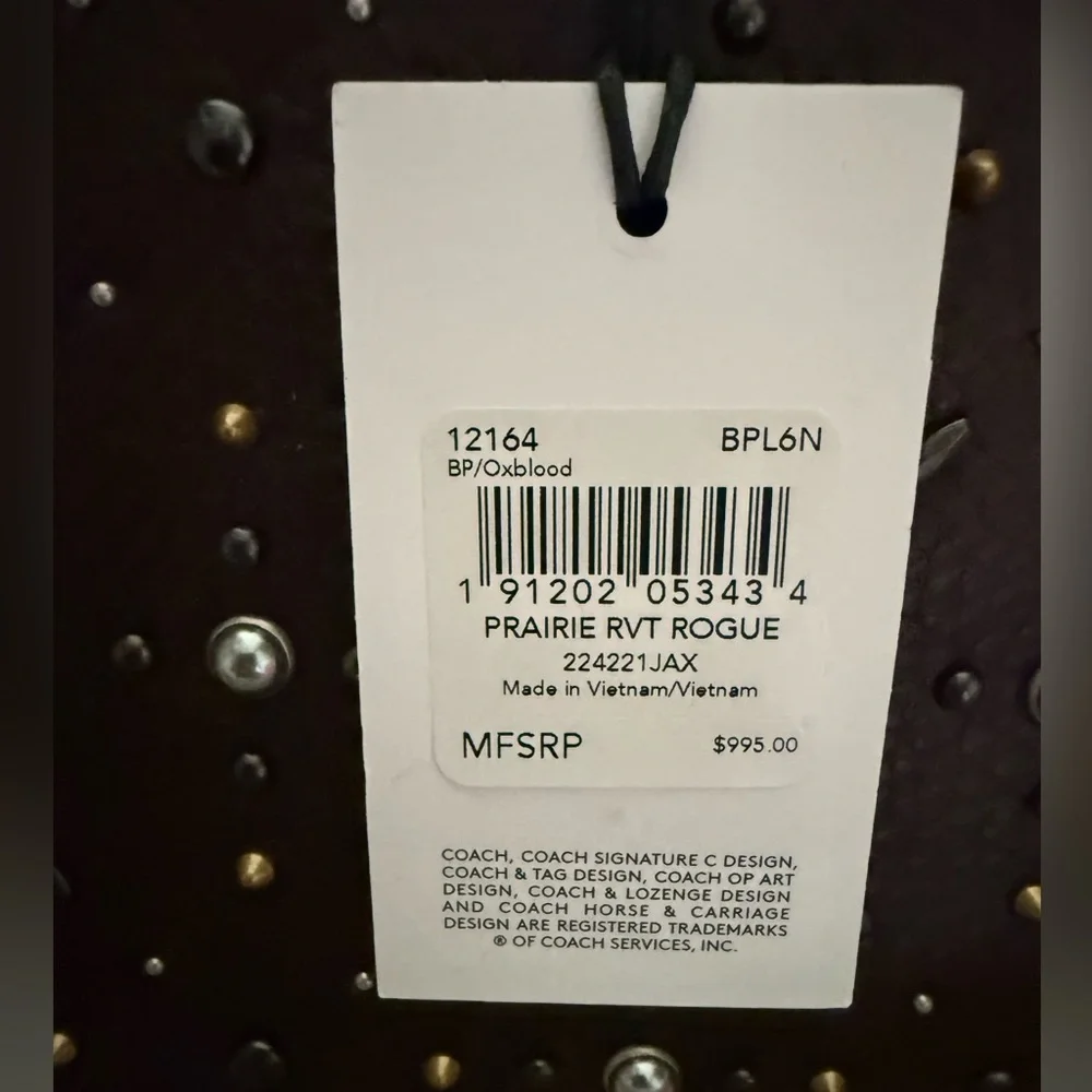 Coach Burgundy Studded Satchel - Picture 2 of 4